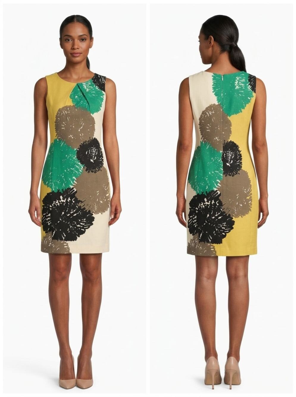 Tabitha Multicolor Abstract Floral Sleeveless Sheath Dress Women Size 0